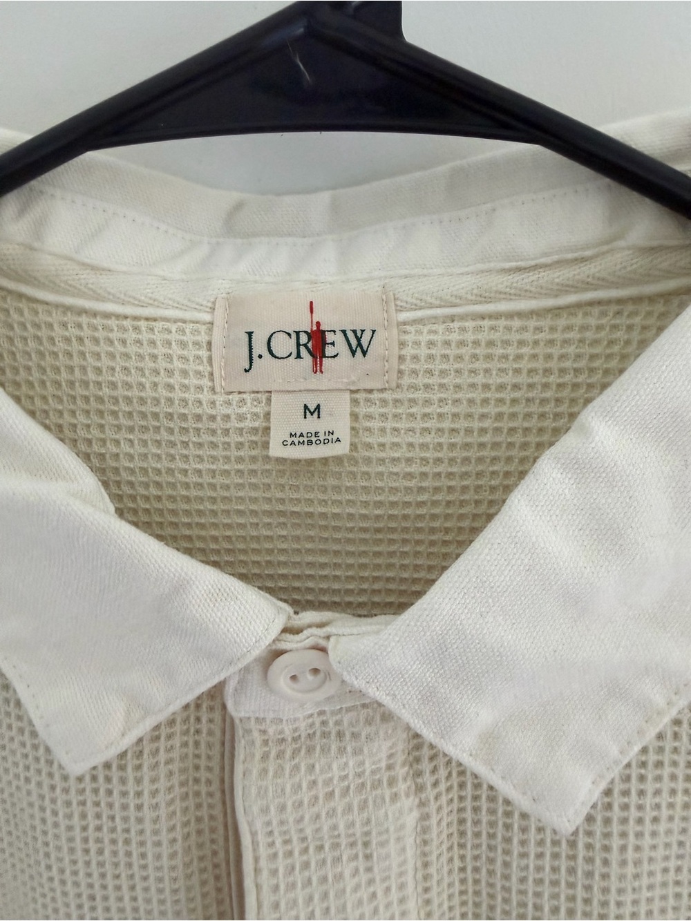 J. Crew Cream Waffle-Knit Button-Down RUGBY
